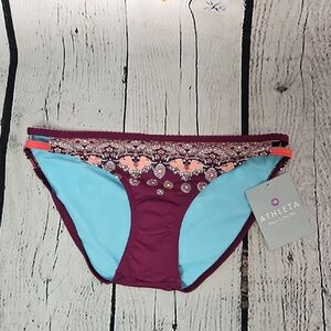 Athleta Nosara Asana Double Strap Bottom Bikini Bottom in Watermelon NWT Size S
